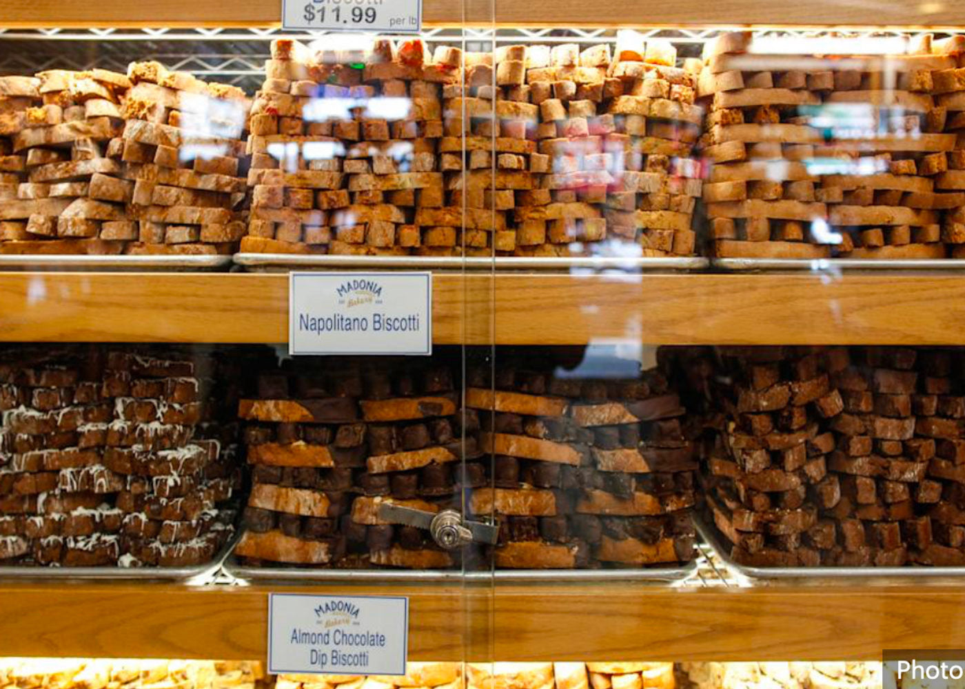 Biscotti on bakery shelves